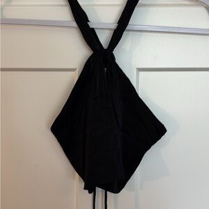 Black Silky Halter Top